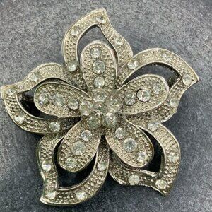 Flower Bouquet Vintage Marcasite Rhinestone Brooch Pin